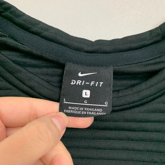 Nike Dri Fit Sweatshirt Womens L Large Black Ribbed Double Knit Crew Neck - Picture 8 of 13